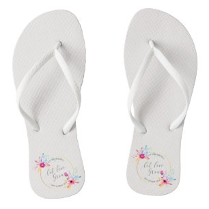 Elegant Floral Mr & Mrs Wedding Flip Flops
