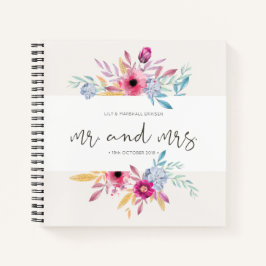 Elegant Floral Mr. & Mrs. Wedding Gästebuch Notizbuch