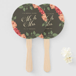 Elegant Floral Mr. & Mrs. Wedding   Handfächer
