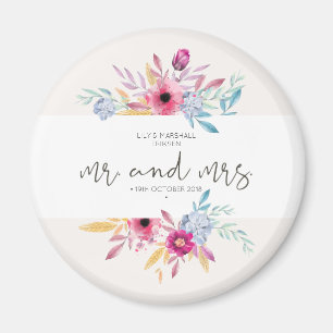 Elegant Floral Mr & Mrs Wedding  Kühlschrankmagne Magnet