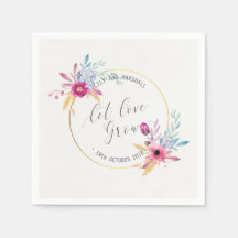 Elegant Floral Mr & Mrs Wedding | Paper Napkin