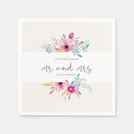 Elegant Floral Mr & Mrs Wedding | Paper Napkin Serviette