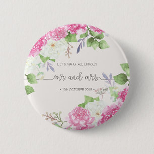 Elegant Floral Mr & Mrs Wedding   Schaltfläche But Button