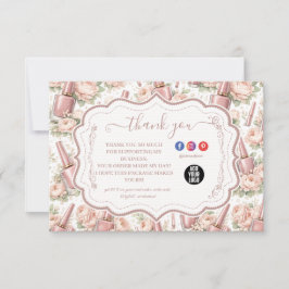 Elegant Floral Nail Artist Business Dankeskarte