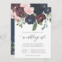 Elegant Floral Navy Blue and Plum | Hochzeit