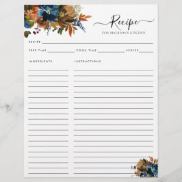 Elegant Floral Navy Blue Terracotta Küche Rezept