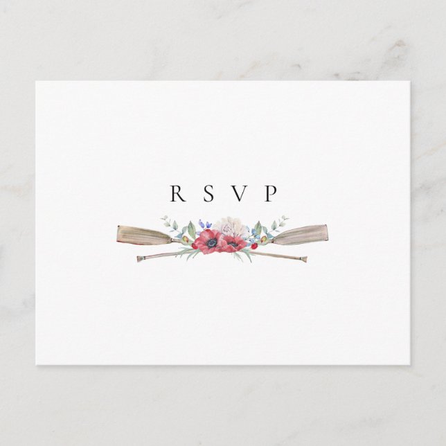 Elegant Floral Oars Wedding RSVP Song Request Einladungspostkarte (Vorderseite)