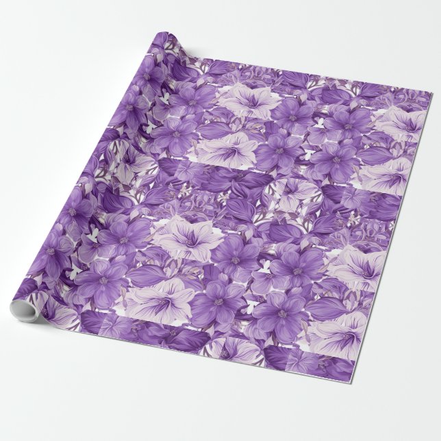 Elegant floral pattern in purple tones geschenkpapier (Ungerollt)