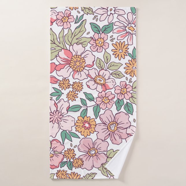 Elegant floral pattern in small hand draw flower.  badehandtuch (Badehandtuch)