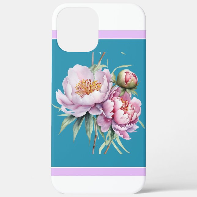 Elegant Floral Peony iPhone 12 Pro Max Fall Aquama Case-Mate iPhone Hülle (Rückseite)