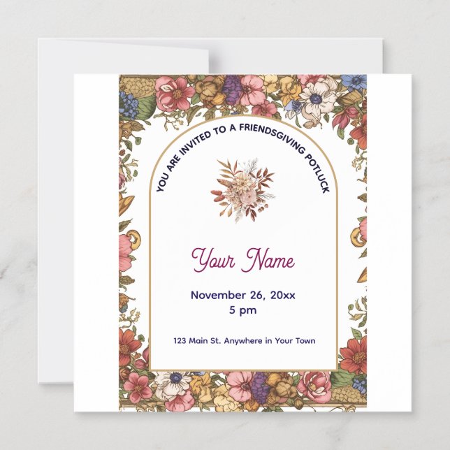 Elegant Floral Personalized Friendsgiving Magneteinladung (Vorderseite)