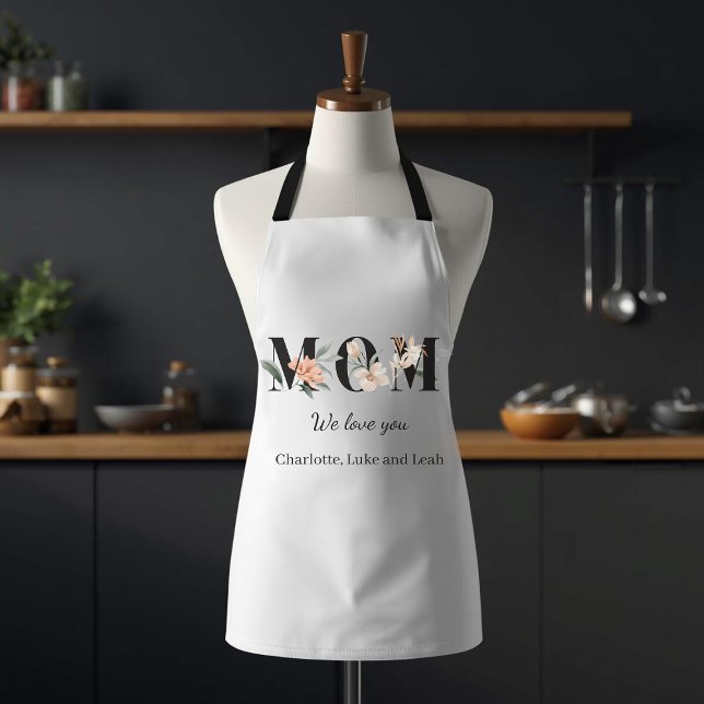 Elegant Floral Personalized Mom Kitchen Apron Schürze (Von Creator hochgeladen)