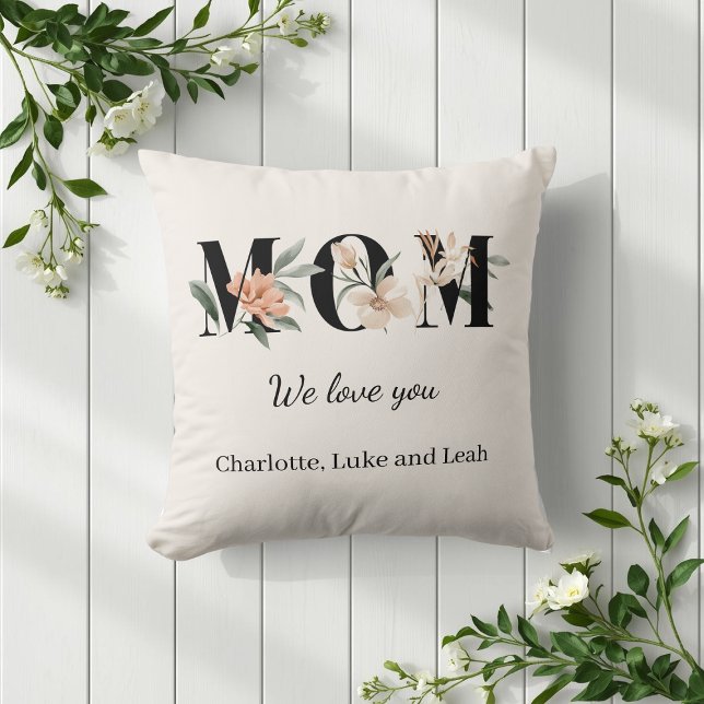 Elegant Floral Personalized Mom Throw Pillow Gift Kissen (Von Creator hochgeladen)