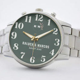 Elegant Floral Personalized  Monogram Couples name Armbanduhr