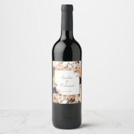Elegant Floral Personalized Wedding Bottle Labels Weinetikett