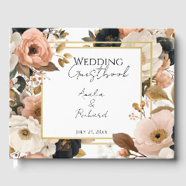 Elegant Floral Personalized Wedding Guestbook Gästebuch