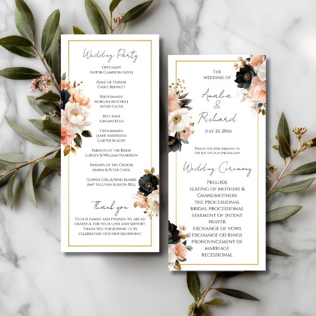 Elegant Floral Personalized Wedding Program Programm (Von Creator hochgeladen)