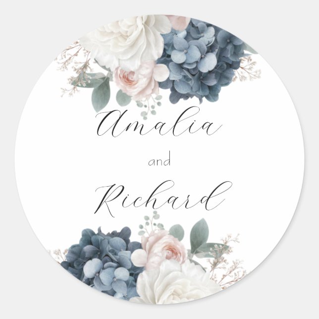 Elegant Floral Personalized Wedding Sticker (Vorderseite)