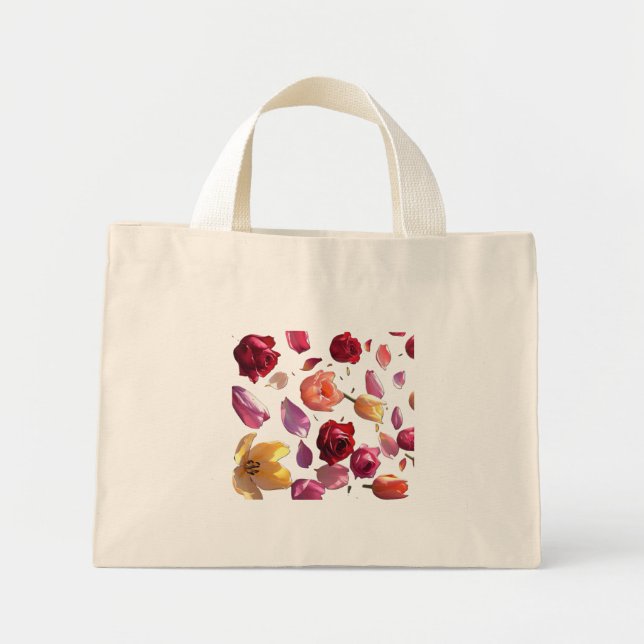 Elegant Floral Petal Tote Bag | Modern Design Mini Stoffbeutel (Vorne)