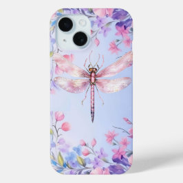 Elegant Floral Pink Dragonfly iPhone 15 Fall Case-Mate iPhone Hülle