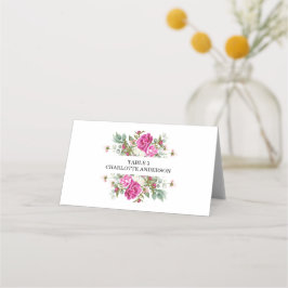 Elegant Floral Pink Peony Monogram Wedding Platzkarte