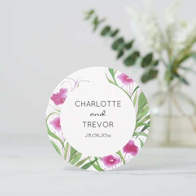 Elegant Floral Pink Wasserfarbe Handgestrichen Einladung (Stehend Vorderseite)