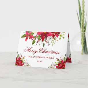 Elegant Floral Poinsettia Rotes Weihnachtsfalten Feiertagskarte