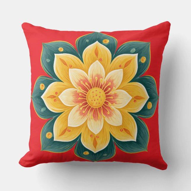 Elegant Floral Print Decorative Pillow Kissen (Vorderseite)