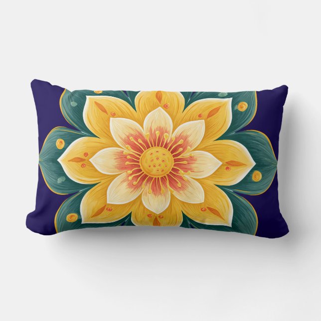 Elegant Floral Print Decorative Pillow Lendenkissen (Vorderseite)