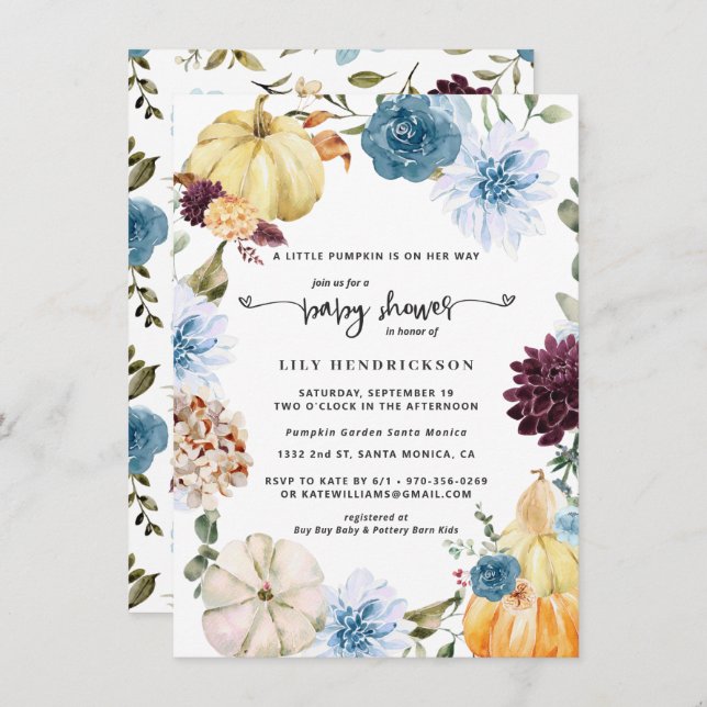 Elegant Floral Pumpkin | Kinderdusche im Herbst (Vorne/Hinten)