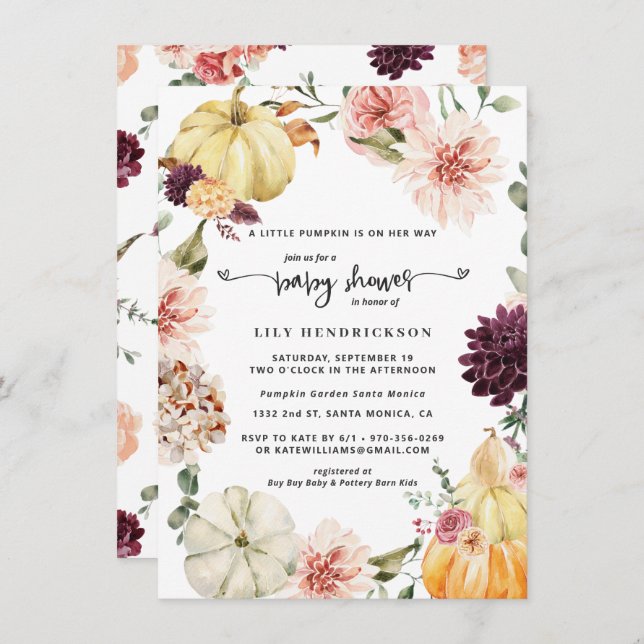 Elegant Floral Pumpkin | Kinderdusche im Herbst (Vorne/Hinten)