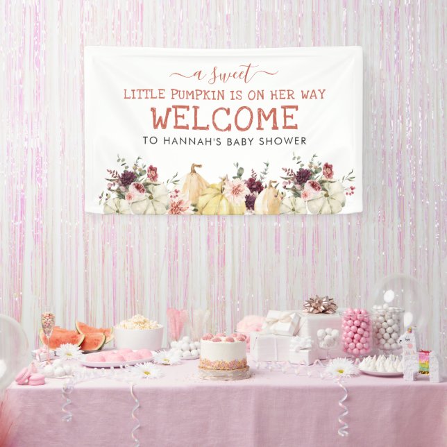 Elegant Floral Pumpkin | Kinderdusche im Herbst Banner (Party)
