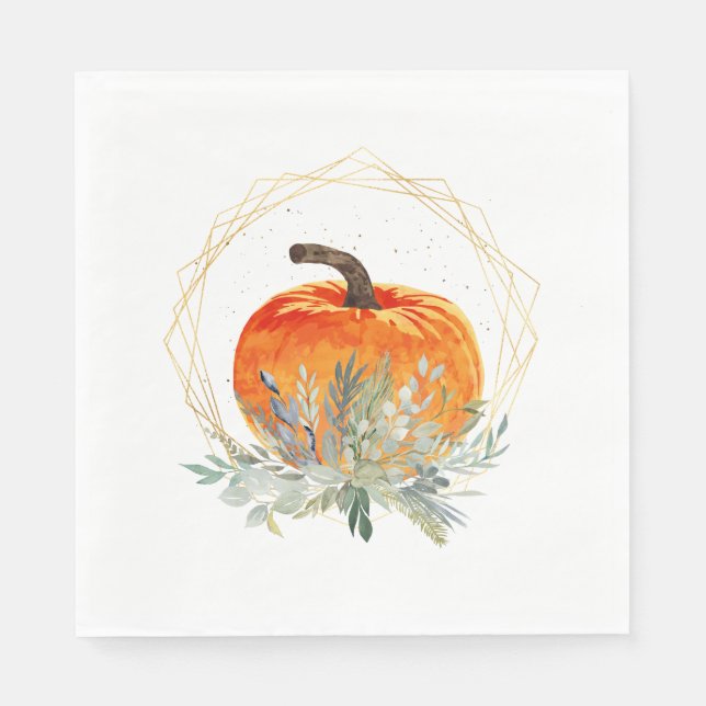 Elegant Floral Pumpkin Serviette (Vorderseite)