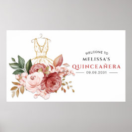 Elegant Floral Quinceanera 15. Geburtstag Poster