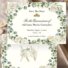 Elegant Floral Quinceanera Save The Date Card