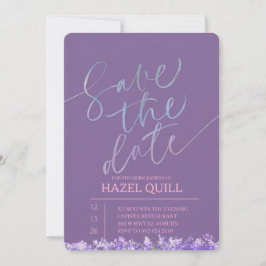 Elegant Floral Quinceañera Save the Date Einladung