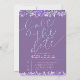 Elegant Floral Quinceañera Save the Date Einladung