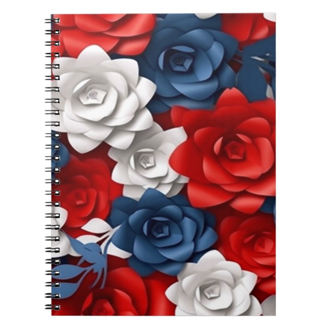Elegant Floral Red Blue Flower Garden USA Notizblock (Vorderseite)