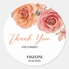 Elegant Floral Red Orange Rose Geburtstag Vielen D Runder Aufkleber