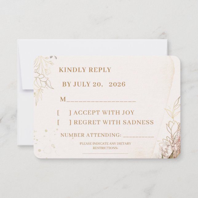 Elegant Floral RSVP Card | White Flowers & Gold  (Vorderseite)