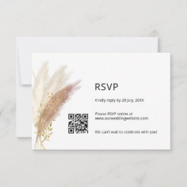 Elegant Floral RSVP with QR Code Dusty Pink Pampas