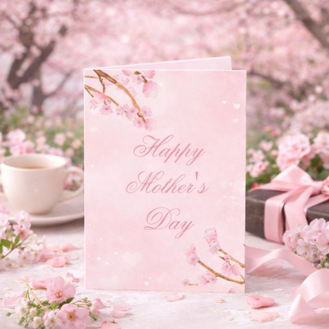 Elegant Floral Sakura Greeting for Mom Karte (Von Creator hochgeladen)