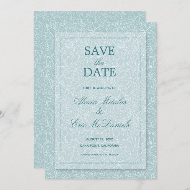 Elegant Floral Save The Date (Vorne/Hinten)