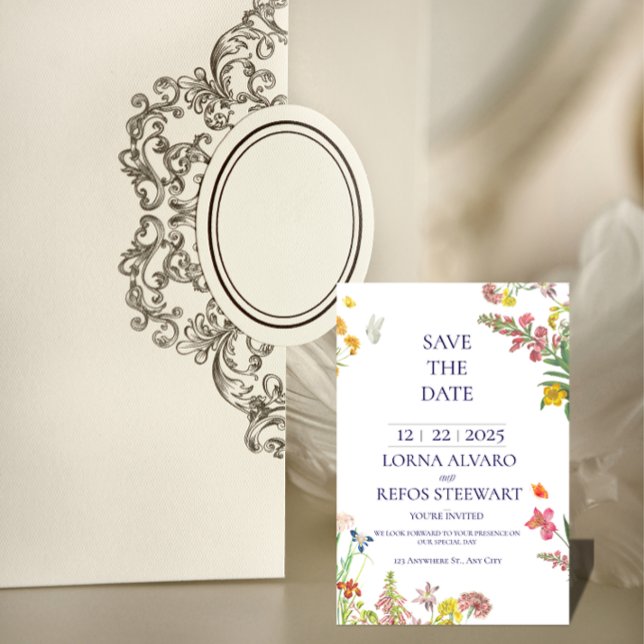 Elegant Floral Save the Date Card Einladung (Von Creator hochgeladen)