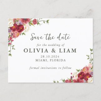 Elegant Floral Save the Date Post Card Einladungspostkarte