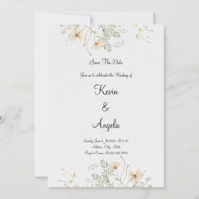 Elegant Floral Save the Date Weeding Einladung (Vorderseite)