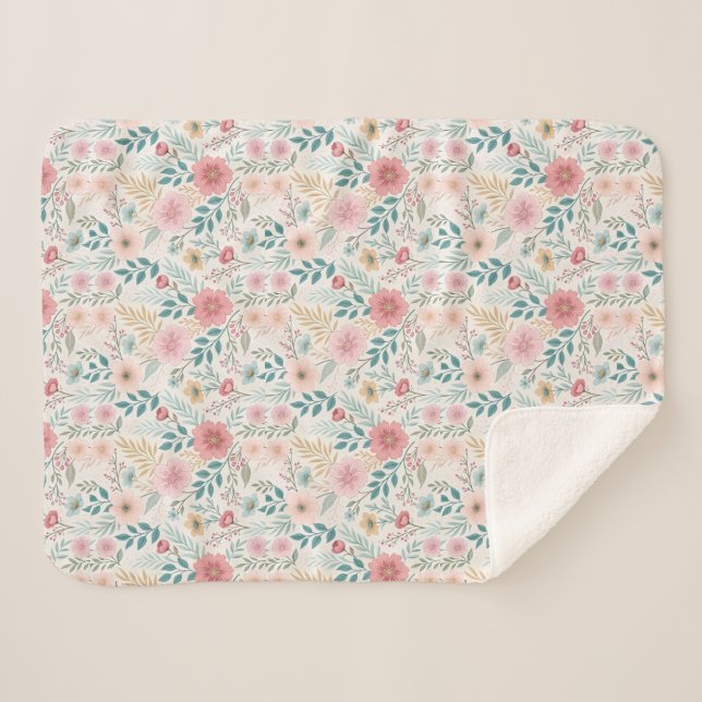 Elegant Floral Seamless Pattern – Sophisticated  Sherpadecke (Vorderseite (Horizontal))