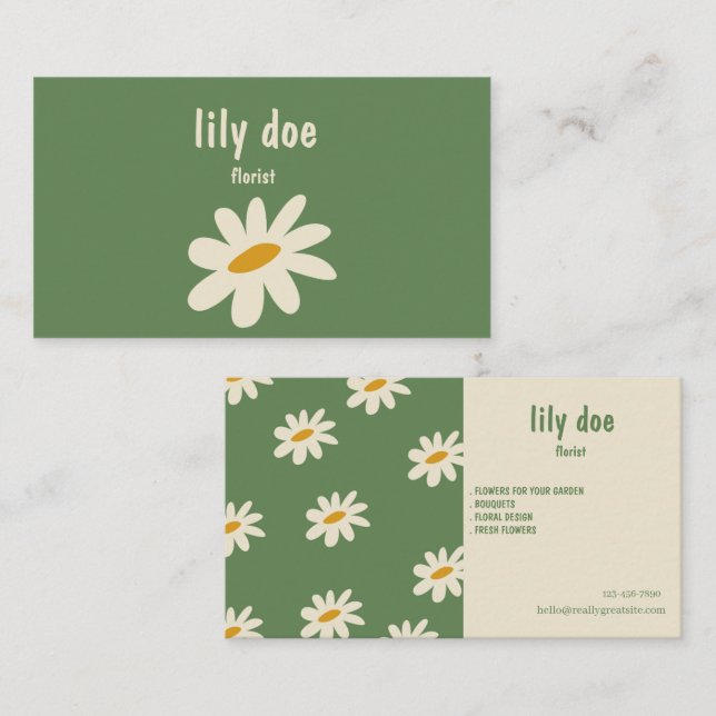 Elegant Floral Seller Business Card Visitenkarte (Vorne/Hinten)