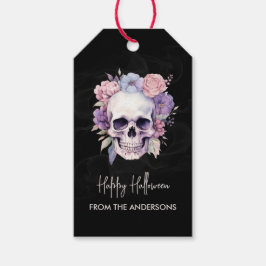 Elegant floral Skull Gothic Happy Halloween Brauch Geschenkanhänger