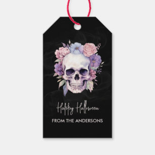 Elegant floral Skull Gothic Happy Halloween Brauch Geschenkanhänger